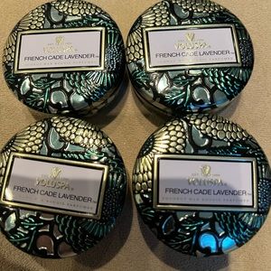 4 VOLUSPA French Cade Lavender Travel Candles in Tin  .9oz Mini Each - NEW